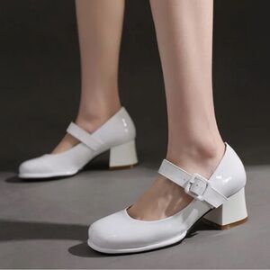 🤍 Women Pumps Block High Heels Square Toe Platform Mary Jane Shoes